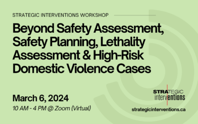 Beyond Safety Assessment, Safety Planning, Lethality Assessment & High-Risk Domestic Violence Cases (Mar 6) – Virtual Workshop
