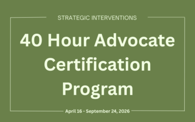 Certification Program: Intimate Partner and Domestic Violence Advocacy Training (April 16 – September 24, 2026)
